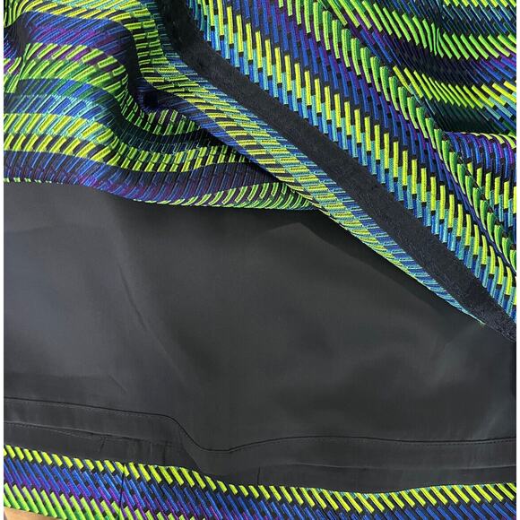 J.CREW Pleated Mini Skirt Blue Green Shiny Metallic Lined Textured 10 03990 - Picture 9 of 9